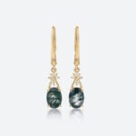 Oval Cut Moss Agate Drop Earrings​ Elegance White Gold Drop Earrings​