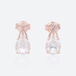 2ct Lab Diamond Stud Earrings​ Pear Diamond Elegant Ribbon Earrings in Rose Gold