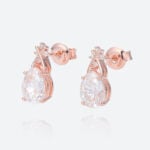 2ct Lab Diamond Stud Earrings​ Pear Diamond Elegant Ribbon Earrings in Rose Gold