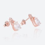 2ct Lab Diamond Stud Earrings​ Pear Diamond Elegant Ribbon Earrings in Rose Gold