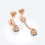 Moss Agate Drop Earrings Pear Cut Asymmetrical Artistic Earrings in Rose Gold