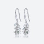 Pear Cut Moss Agate Drop Earrings​ with Multicolor Gem Accents in White Gold