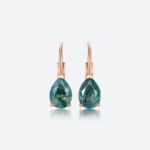 1.1ct Pear Cut Moss Agate Lever Back Earrings Elegant Solitaire Earrings in Rose Gold