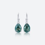 1.1ct Pear Cut Moss Agate Lever Back Earrings Elegant Solitaire Earrings in White Gold