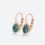 1.1ct Pear Cut Moss Agate Lever Back Earrings Elegant Solitaire Earrings in Rose Gold