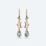 1ct Moss Agate Drops for Earrings​​ Pear Cut Vine-Inspired Earrings in Rose Gold