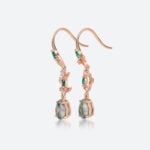 1ct Moss Agate Drops for Earrings​​ Pear Cut Vine-Inspired Earrings in Rose Gold