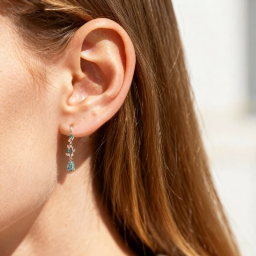 1ct Moss Agate Drops for Earrings​​ Pear Cut Vine-Inspired Earrings in Rose Gold