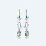 1ct Moss Agate Drops for Earrings​​ Pear Cut Vine-Inspired Earrings in White Gold