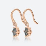 0.7ct Moss Agate Drop Earrings Modern Geometric with Lab Diamond Accents in Rose Gold