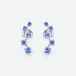 0.5ct Sapphire Stud Earrings Round Cut Cornflower Sapphire Vine-Inspired Stud Earrings in White Gold