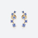 0.5ct Sapphire Stud Earrings Round Cut Cornflower Sapphire Vine-Inspired Stud Earrings in Yellow Gold