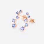 0.5ct Sapphire Stud Earrings Round Cut Cornflower Sapphire Vine-Inspired Stud Earrings in Rose Gold