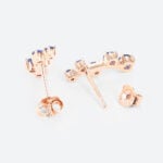 0.5ct Sapphire Stud Earrings Round Cut Cornflower Sapphire Vine-Inspired Stud Earrings in Rose Gold