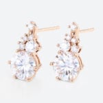 Round Cut Lab Diamond Stud Earrings Cluster Six-Prong Earrings in Rose Gold