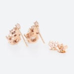 Round Cut Lab Diamond Stud Earrings Cluster Six-Prong Earrings in Rose Gold