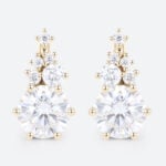 Round Cut Lab Diamond Stud Earrings Cluster Six-Prong Earrings in Yellow Gold