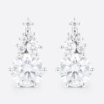 Round Cut Lab Diamond Stud Earrings Cluster Six-Prong Earrings in White Gold