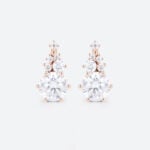 Round Cut Lab Diamond Stud Earrings Cluster Six-Prong Earrings in Rose Gold