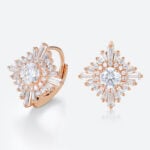 Halo Lever Back Earrings Round Cut 1.4ct Lab Diamond Vintage Earrings in Rose Gold