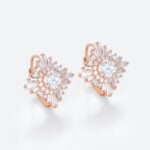Halo Lever Back Earrings Round Cut 1.4ct Lab Diamond Vintage Earrings in Rose Gold