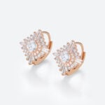 Halo Lever Back Earrings Round Cut 1.4ct Lab Diamond Vintage Earrings in Rose Gold