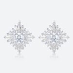 Halo Lever Back Earrings Round Cut 1.4ct Lab Diamond Vintage Earrings in White Gold