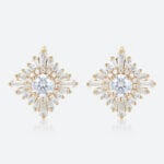 Halo Lever Back Earrings Round Cut 1.4ct Lab Diamond Vintage Earrings in Yellow Gold
