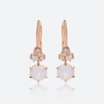 0.5ct Opal Drop Earrings Modern Round cut Opal with Lab Diamond Accents in Rose Gold