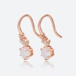 0.5ct Opal Drop Earrings Modern Round cut Opal with Lab Diamond Accents in Rose Gold