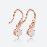 0.5ct Opal Drop Earrings Modern Round cut Opal with Lab Diamond Accents in Rose Gold