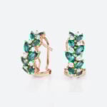 Marquise Cut Emerald Hoop Earrings with Clip-On Designs Nature-Inspired Omega Back Earrings in Rose Gold