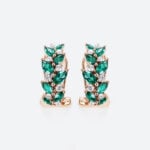 Marquise Cut Emerald Hoop Earrings with Clip-On Designs Nature-Inspired Omega Back Earrings in Rose Gold