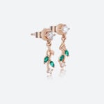 Lab Diamond Drop Earrings with Emerald Accents Nature-Inspired Earrings in Rose Gold