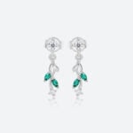 Round & Marquise Cut Lab Grown Diamond Nature-Inspired Drop Earrings with Emerald Accents (5)