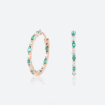 Emerald & Diamond Huggie Earrings Color Pop Hoop Earrings in Rose Gold