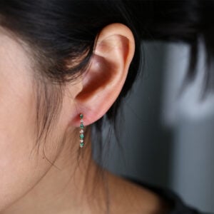 Emerald & Diamond Huggie Earrings Color Pop Hoop Earrings in Rose Gold