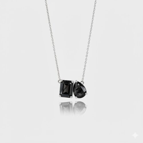 Gothic-Inspired Jewelry: Dark Elegance for Fall - White gold black quartz necklace