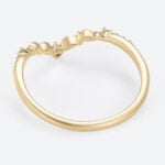 Round Cut Lab Diamond Curved Ring​ V-Shaped Leaf Wedding Band in Yellow Gold