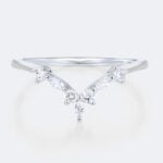 V Shaped Lab Diamond Ring 0.22ctw Marquise & Round Cut Stackable Wedding Band in White Gold