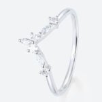 V Shaped Lab Diamond Ring 0.22ctw Marquise & Round Cut Stackable Wedding Band in White Gold