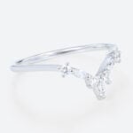 V Shaped Lab Diamond Ring 0.22ctw Marquise & Round Cut Stackable Wedding Band in White Gold