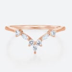 V Shaped Lab Diamond Ring 0.22ctw Marquise & Round Cut Stackable Wedding Band in Rose Gold