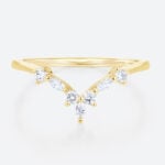 V Shaped Lab Diamond Ring 0.22ctw Marquise & Round Cut Stackable Wedding Band in Yellow Gold