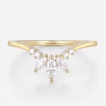 V-Shaped Lab Grown Diamond Rings 0.2ct Cluster Wedding Band in Yellow Gold