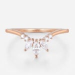 V-Shaped Lab Grown Diamond Rings 0.2ct Cluster Wedding Band in Rose Gold