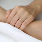 V-Shaped Lab Grown Diamond Rings 0.2ct Cluster Wedding Band in Yellow Gold