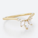 V-Shaped Lab Grown Diamond Rings 0.2ct Cluster Wedding Band in Yellow Gold