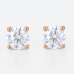 0.5ct Moissanite Earrings Classic Round 4-Prong Stud Earrings in Rose Gold