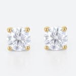 0.5ct Moissanite Earrings Classic Round 4-Prong Stud Earrings in Yellow Gold